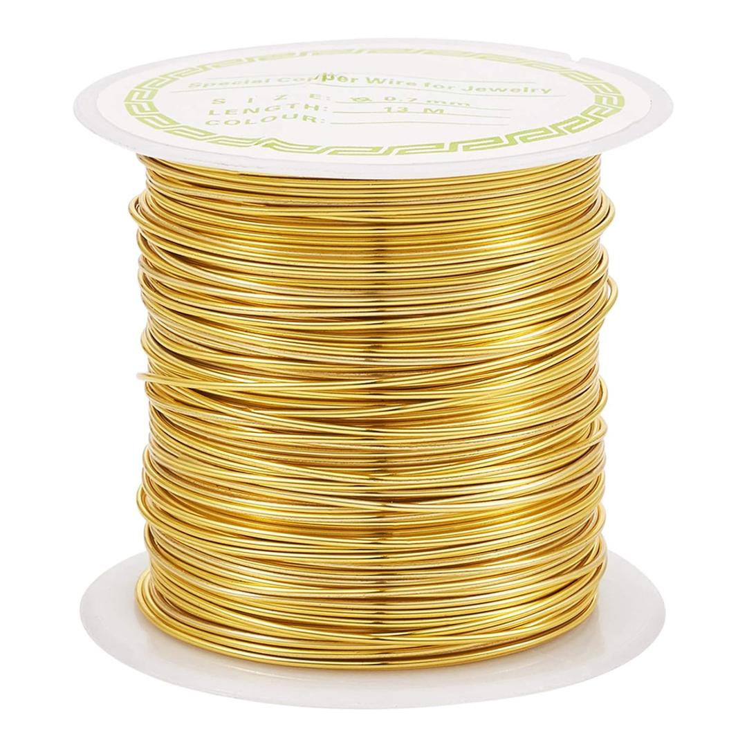Pandahall 42.6 Feet Tarnish Resistant Copper Wire 23 Gauge Jewelry Beading Craft Wire for Jewelry Making (Golden)