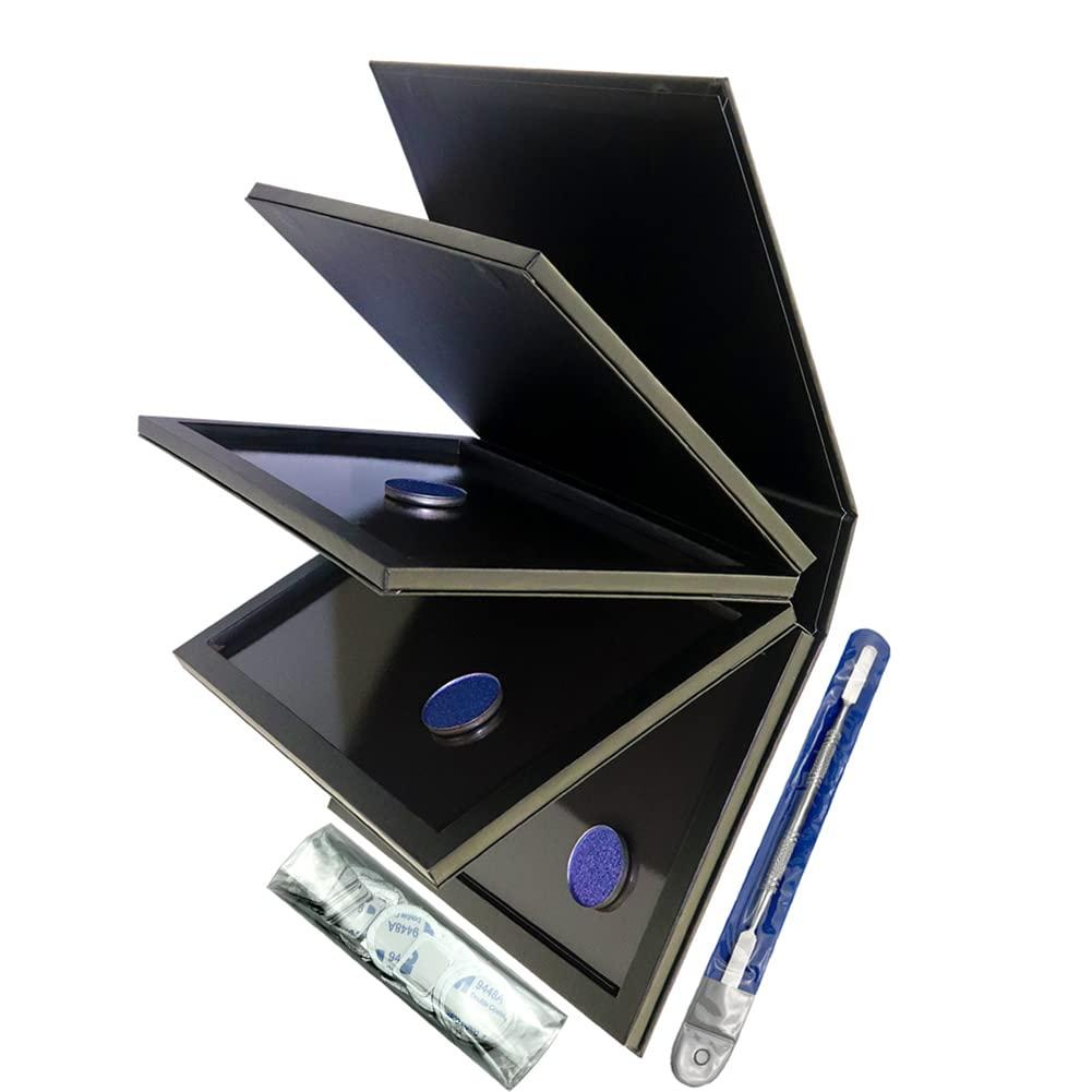 Strong 4 Layers Empty Magnetic Palette Book Palette+1pcs Makeup Depotting Spatula+50pcs Round Metal Stickers+50pcs Square Metal Stickers
