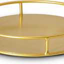 Jewelry Tray Perfume Display Organizer Bathroom Storage Vanity Tray Tabletop Display for Cosmetic, Candle, Jewelries, 8" Round Gold, Small