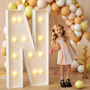 imprsv Marquee Light Up Letters, 4FT Mosaic Letters with Light for Baby Shower Graduation Party Decor, Large N for Engagement Wedding Party Decorations (Need to Assemble) (4 FT, Letter N)