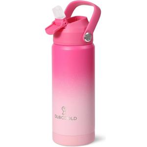 DLOCCOLD Kids Insulated Water Bottle with Leak Proof Straw Lid, Double Wall Vacuum Stainless Steel Water Bottle with Silicone Boot, Reusable Tumbler for Travel, Boys, Girls