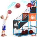 Arcade Basketball Game Set Boy Toys: Indoor Basketball Hoop with 4 Balls Outdoor Sports Toy for Kids 3-12 Years Old Adjustable Height with Air Pump Kid Party Games Birthday Gifts for Boys Girls Teens, Medium, Small