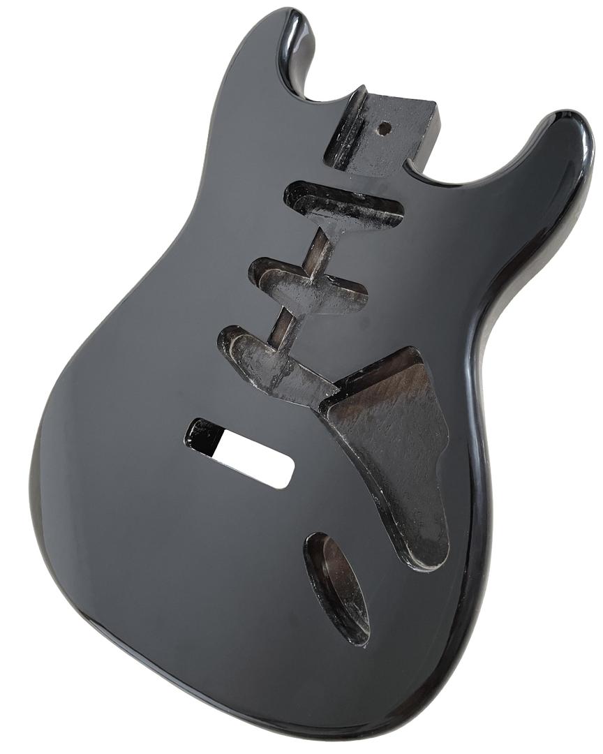 Unfinished Handcrafted Guitar Body Alder Wood Electric Guitar Body Guitar Barrel Replacement Parts for ST Style Guitars DIY Parts S-S-S pickupslic Black Glossy.