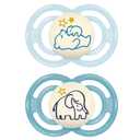 MAM Perfect Baby Pacifier 6-16 Months, Extra Thin Nipple, Developed with Orthodontists, Clinically Proven, Glows in The Dark, BPA-Free Silicone, Pack of 2, Made in Europe