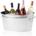 True Galvanized Tub, Large Ice Buckets for Parties, Beverage Cooler for Beer, Wine, Soda, Bottled Water, Rustic Beverage Tub, Drink Bucket for Indoor & Outdoor Party, 6.3 Gal (23.8 Liters), Set of 1