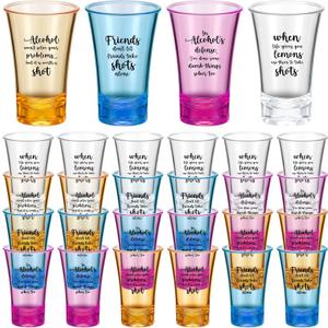 Zeyune 1.2oz Colorful Shot Glasses Acrylic Unbreakable Party Shot Glasses Compatible with 6 Shot Glass Dispenser and Holder(Clear, Yellow, Blue, Purple, 24 Pcs)