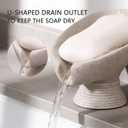 Self Draining Soap Dish with Suction Cup, Leaf Shaped Resin Soap Holder for Bathroom, Shower, Sink & Kitchen (Beige)