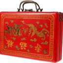 Wooden Chinese Mahjong Storage Case Traditional Treasure Box Mahjong TilesVintage Container 1Pc