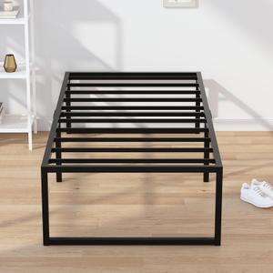 EMODA 18 Inch Narrow Twin Bed Frame 30x75, Heavy Duty Metal Platform No Box Spring Needed, Easy Assembly Noise Free, Black