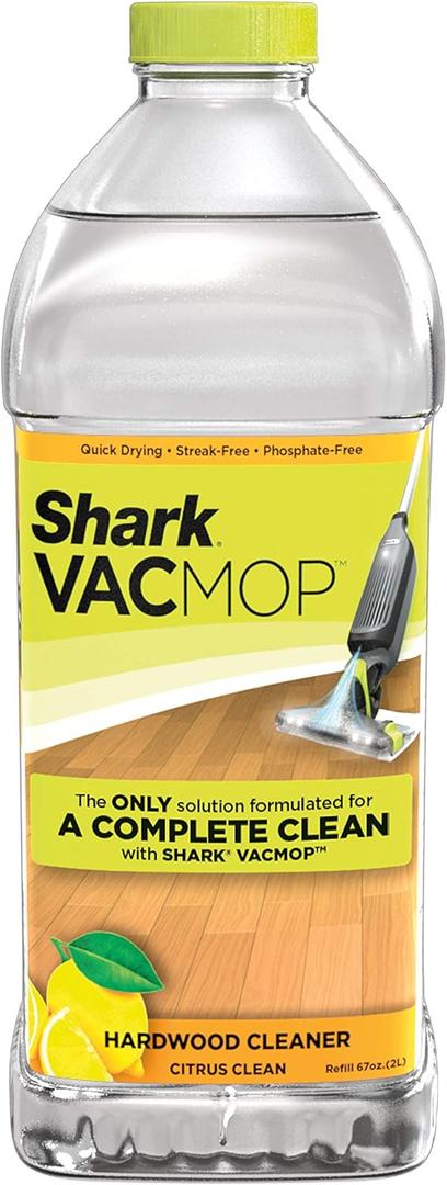 Shark VACMOP Hardwood Cleaner Refill 2 Liter Bottle, Compatible with VM252 & VM180, Cleans & Disinfects Sealed Finished Floors, Stone, Laminate & Tiles, Citrus Clean Scent, VCW60
