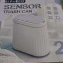 ELPHECO Bathroom Trash can Motion Sensor, AutomaticGarbage can, Slim Plastic Smart Trash Bin with Lid, Commercial Intelligent Wastebaskets for Bedroom, Bathroom, Office, White Grey