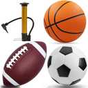 3-Piece Sports Balls Set, Includes Size 5 Basketball, Size 4 Soccer Ball, Size 6 Football & Pump, Sports Equipment Perfect Sports Gift for for Boys, Girls, Teens, and Adults