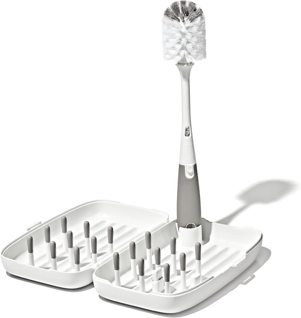 OXO Tot Travel Size Drying Rack with Bottle Brush- Gray
