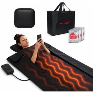 Infrared Sauna Blanket –Low EMF Safe with Support Pillow,Size 6 ft x 2.6 ft,Durable PU Leather Cover Detox & Relaxation at Home Adjustable Timer,5 Pcs Detox Bags,Gifts for Family, Full Body