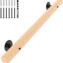 2 FT Wood Handrails for Indoor Stairs, Wall-Mounted Staircase Handrails for Indoor Outdoor Stairs, Non-Slip Stair Railing Indoor for Kids, Elderly, Pregnant Women, Disabled