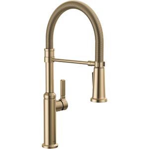Delta Rhett Pro Style Commercial Kitchen Faucet with Pull Down Sprayer, Single Hole Brushed Gold Kitchen Sink Faucet, Single Handle, Champagne Bronze 18829-CZ-DST