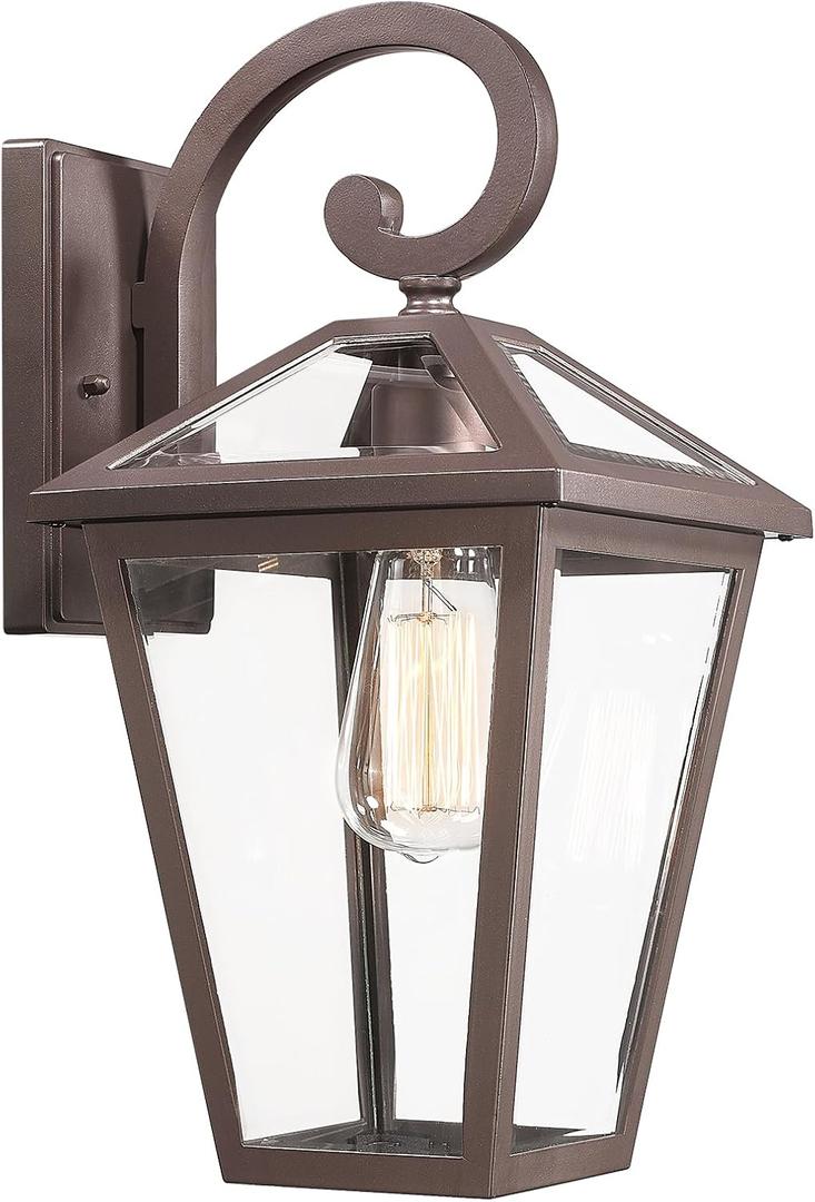 Outdoor Wall Light Fixtures, Waterproof Exterior Wall Lanterns with Glass, Outside Wall Sconces, Front Porch Lights for House Garage Doorway Patio, 21 x 12 x 10 inches, Oil-Rubbed Bronze, Medium
