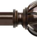 Curtain Rod 32 to 58 Inch, HOTOZON Heavy Duty Curtain Rods for Windows, Telescoping Single Drapery Rod with Netted Texture Finials, Antique Bronze (32-58")