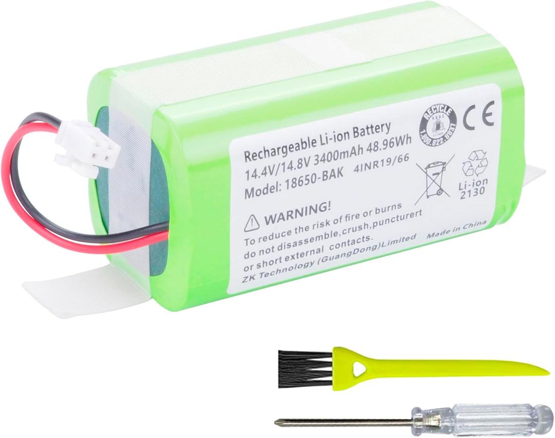Replacement RVBAT850 Battery for Shark Ion R75, R85, S87, RV761, RV771,RV850C, RV1000S, RV1001AE, RV1100VL, UR1000SR, RV700_N, RV720_N Vacuum Cleaners (2-Prong Connector,NOT for 3-Prong Connector)