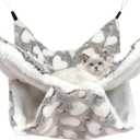 Cat Hammock for Cage, Soft Warm Hanging Bed for Kitten, Guinea Pig, Ferret, Rat, Chinchilla and Other Small Pets, Cozy Bunkbed 13.39"x13.39", Love Coffee Pattern