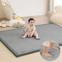 Baby Play Mat for Floor,1.3" Thick Elasti Foam Tummy Time Mats,79"118" Extra Large Non Slip Crawling Mat for Toddlers, Infants, Kids, Yoga Mat,Tatami Style for Living Room, Classroom, Playroom, (Dark Gray)
