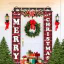 Christmas Decorations Outdoor Indoor, Merry Christmas Banner Xmas Yard Front Porch Door Sign forChristmas Home Navidad Decor Door Wall Decoration (Red Black Plaid)