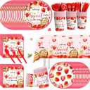 169pcs Strawberry Baby Shower Deorations Berry Sweet Plates Napkins Cups Tablecloths A Berry Sweet Baby is On The Way Paper Tableware Set Strawberry Party Supplies Serves 24 Guests