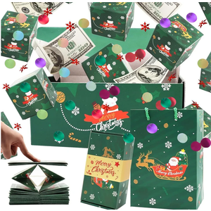 ADUTRY 12PCS Christmas Surprise Gift Box Explosion for Money, Merry Christmas Surprise Gift Boxes, Birthday Gift Explosion Box with Confetti, Surprise Cash Folding Boxes