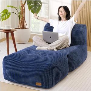Big Bean Bag Chair for Adults, 66.9"x31.5" Lounger Large Bean Bag Sofa, Memory Foam Filled Beanbag Chair for Living Room, Bedroom, Balcony - Ergonomic Support & Premium Comfort (Blue)