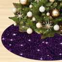 OMKSIH Purple Tree Skirt Velvet Christmas Tree Skirt 36 Inch Tree Skirt Sequin Christmas Tree Collar Purple Tree Skirt for 6FT Tree Bling Christmas Tree Skirt Glitter Tree Skirt Rug Decorations