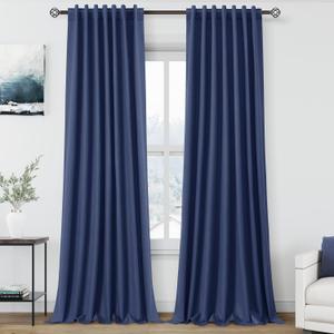 100% Blackout Linen Curtains 102 Inches Long 2 Panels for Bedroom Back Tab Pinch Pleated Black Out Curtain Neutral Cream Noise Cancelling Light Blocking Window Curtains 102 Inch Length