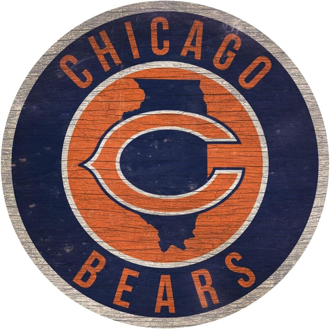 Fan Creations Chicago Bears Wood Sign 12 Inch Round State Design