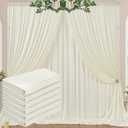 30 ft x 10 ft Wrinkle Free Ivory Backdrop Curtain for Wedding Parties, Polyester Ivory Photo Backdrop Drapes 6 Panels 5x10ft for Baby Shower Photoshoot Engagement Birthday Party Photography Background
