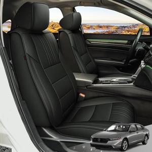 TTX LIGHTING Front Seat Covers Custom Fit for Honda Accord 2018 2019 2020 2021 2022 20223 2024 2025 Waterpoof Leather Seat Covers Compatible Airbag Car Seat Protector(2PCS Black)