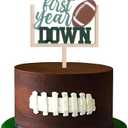 Wooden First Year Down Cake Topper - Football 1st/First Birthday Party Decorations, Football 1st Birthday Cake Topper ,Sport Party Cake Smash (Topper-2)