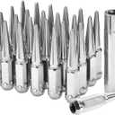 M14X1.5 Spike Lug Nuts - 24pcs OEM Wheel Lug Nuts Compatible with Grand Cherokee, Ram 1500, Tundra Sequoi, F-150, Expedition, Sierra 1500, Chrome Acorn Wheel Nuts with Socket Key (Silver)