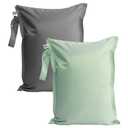 Tiny Twinkle Mess Proof Wet Bags | 2-Pack Reusable Waterproof Wet Bags for Swimsuits | Baby Clothes | Travel & Diaper Bag (Sage, Charcoal)