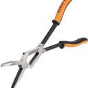 Klein Tools 71401 Long Nose Pliers, Bent Nose Pliers, Angled Knurled Jaws, Double Rivet, Extended Reach, 13-Inch