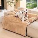 Avont Dog Bed Mat for Couch, Warm Fluffy Calming Sofa Topper Furniture Protector for Small Medium Large Dogs Cats with Removable Washable Cover -Brown(M)