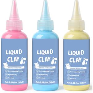 120ml Skin Color, Pink&Light Blue Liquid Polymer Oven-Bake Clay, Baking Molding, Very for DIY Decorations, Jewelry, Toys, Household Items