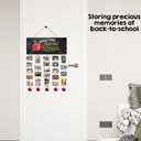 Back To School Decoration - 13'' x 5.5'' Welcome Wooden Sign With 5 Hanging Apples - Photo Hanging Display Picture Board with 30 Clips - Wall Art Classroom Wall Plaque Decor & Supplies - A01