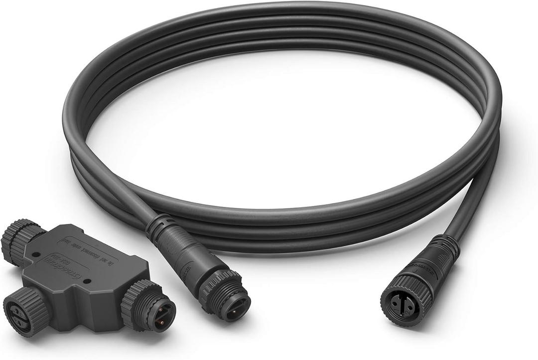 Philips Hue Outdoor 8-Foot Cable and T Connector - Connect Your Hue Outdoor Low Voltage Lights - 1 Pack - Requires Hue Bridge - Weatherproof