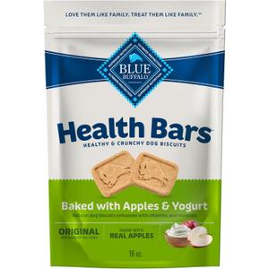 Blue Buffalo Health Bars Crunchy Dog Biscuits, Oven-Baked with Natural Ingredients, Apples & Yogurt, 16-oz Bag