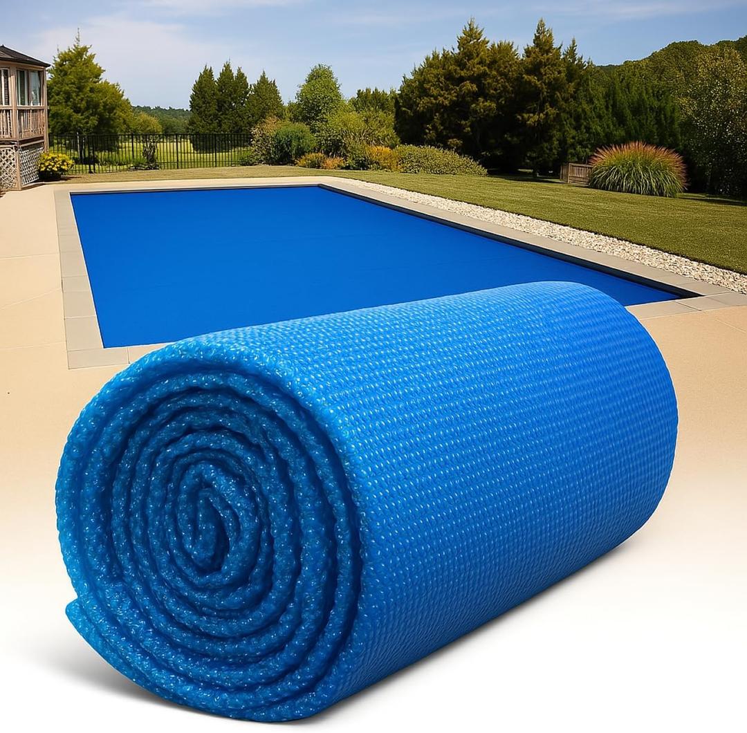 SunHeater Pool Solar Blanket - Heavy Duty Rectangular Thermal Cover with Bubbles - Heat Transfer Solar Pool Heater for In-Ground Swimming Pools - Durable 12 Mil Thick Polyethylene - 14' x 28' Feet (14'x28')