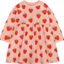 Girls Long Sleeve Dresses Toddler Fall Clothes Cotton Casual School Outfits for Kids 2-8 Years