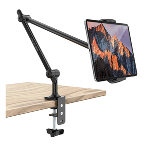 AboveTEK Tablet Stand Holder for Desk & Bed, Aluminum iPad Holder Arm with 360° Rotating Clamp, Adjustable Phone Stand Compatible with 4.7"13.5" iPad Pro/Air/Mini, iPhone, Galaxy Tab Black