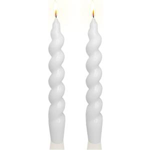 Spiral Taper Candles Twisted Candlesticks -7.5 INCH Short Candle Sticks White Tapered Candles for Home Dinner Holiday Household Wedding Party,2pcs (2X-White)