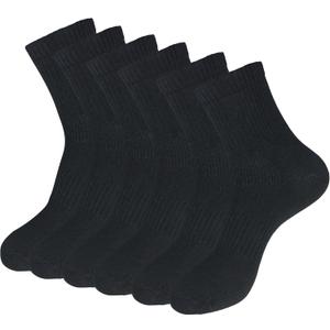 Mens 6-Pack Black Anti Odor Blister Resistant Seamless Cotton Moisture Wicking Ankle Dress Socks, Size 7-11