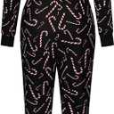 AI'MOURI One Piece Hooded Sleepwear for Women,Sexy Printed Christmas Pajamas Jumpsuit Rompers