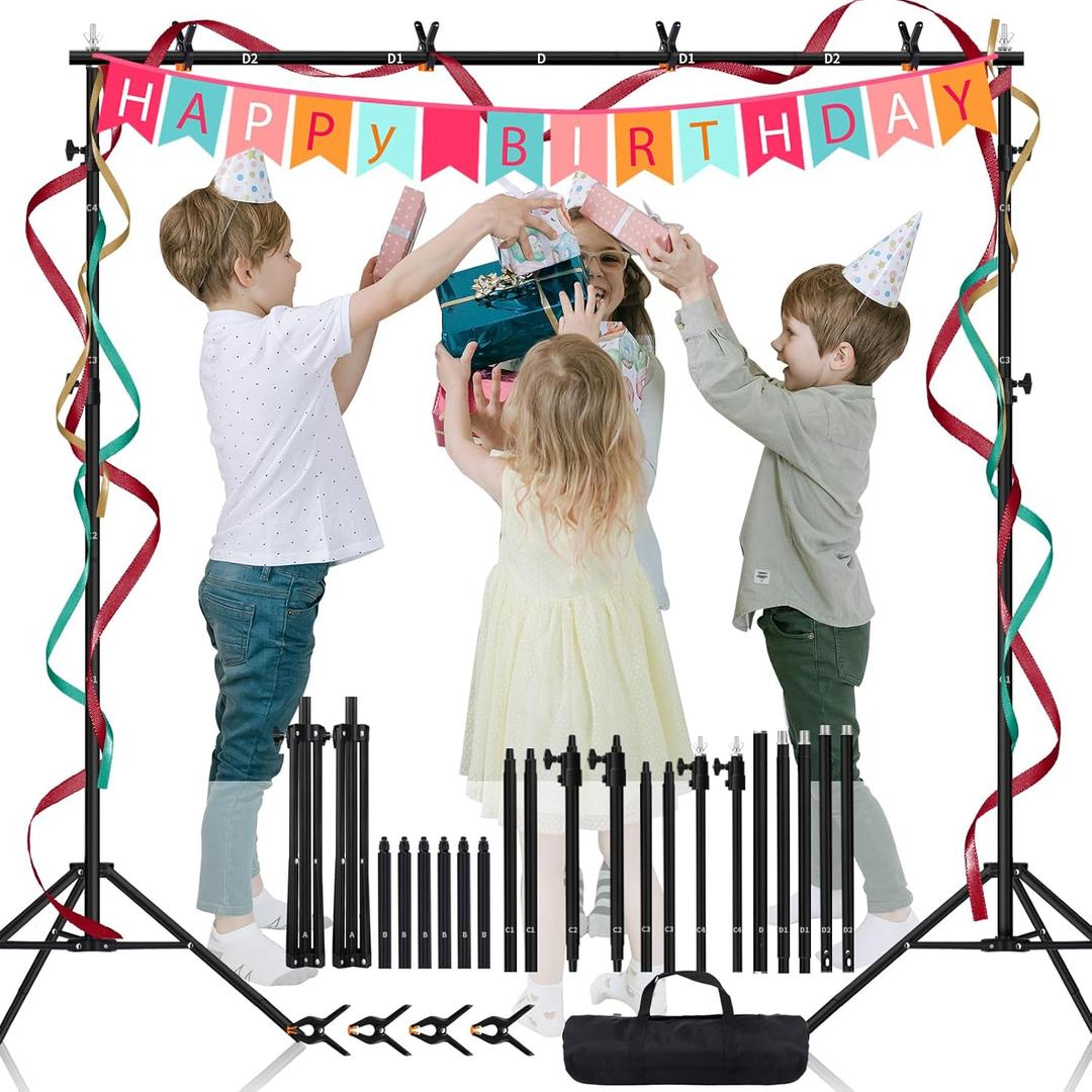 8.5x10 ft Backdrop Stand, Maxztill Adjustable Back Drop Banner Stand, Photography Photo Studio Background Stand Support Kit for Parties Wedding Decoration with Carrying Bag